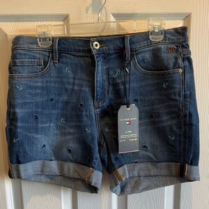 Tommy Hilfiger Women's Embroidered Blue Jean Shorts
